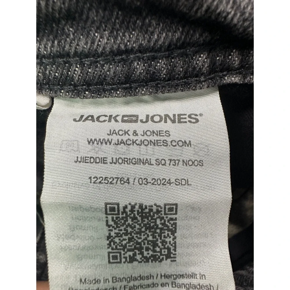 JACK JONES Jeans Intelligence Mens Black Denim Straight Leg‎ Pants Size 36x34